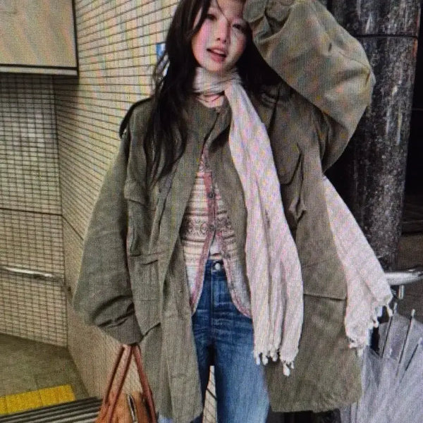 [BUNJANG] Olive Khaki Oversized Field Jacket / (해외배송)올리브 카키 야상 점퍼
