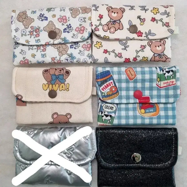 [BUNJANG] Handmade Bear Quilting Snap Mini Card Wallet / 핸드메이드 곰돌이 퀼팅 똑딱이 미니 카드지갑