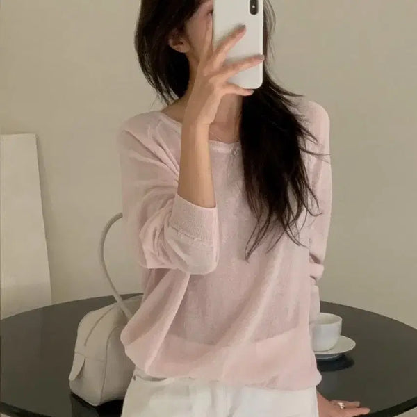 [BUNJANG] Miel Knit Linen Loose Fit Summer Knit / 미엘 니트 린넨니트 루즈핏 여름 살안타템니트