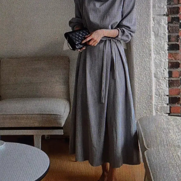 [BUNJANG] Chic French Strap Long Dress 2 Colors / (해외배송)시크 프렌치 하프 스트랩 원피스 2컬러