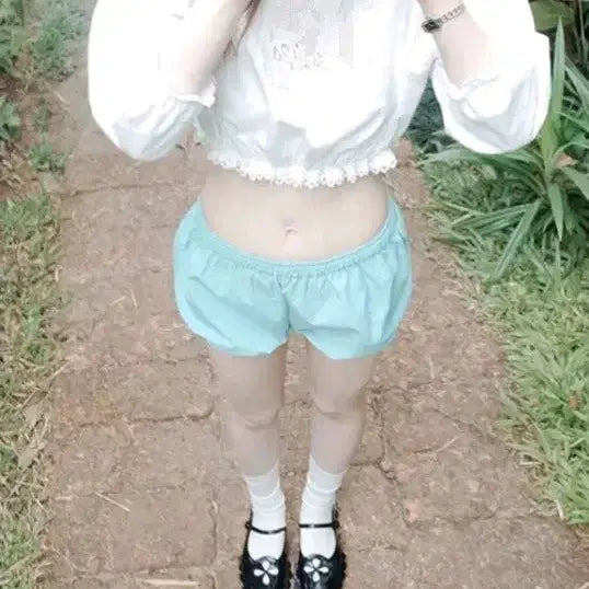[BUNJANG] Freckle Nylon Pumpkin Short Pants Mint / 프레클 나일론 펌킨 숏 팬츠 민트