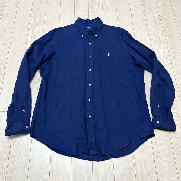 [BUNJANG] Polo Ralph Lauren Linen Shirt Navy L / 폴로 랄프로렌 셔츠 린넨 네이비 L