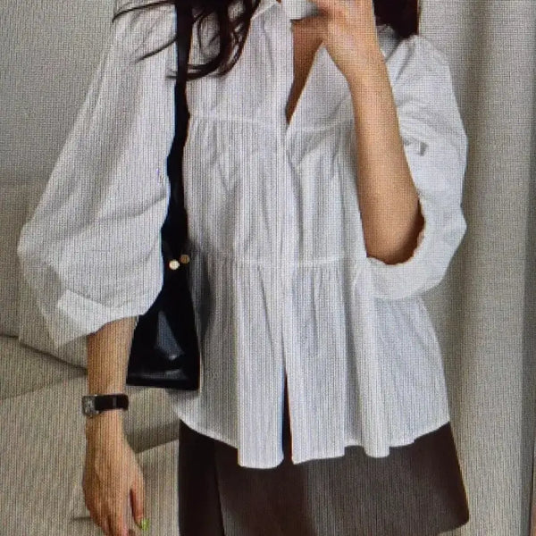 [BUNJANG] Frill Blouse Shirt (2 Colors) / (해외배송)셔츠 프릴 블라우스  2컬러