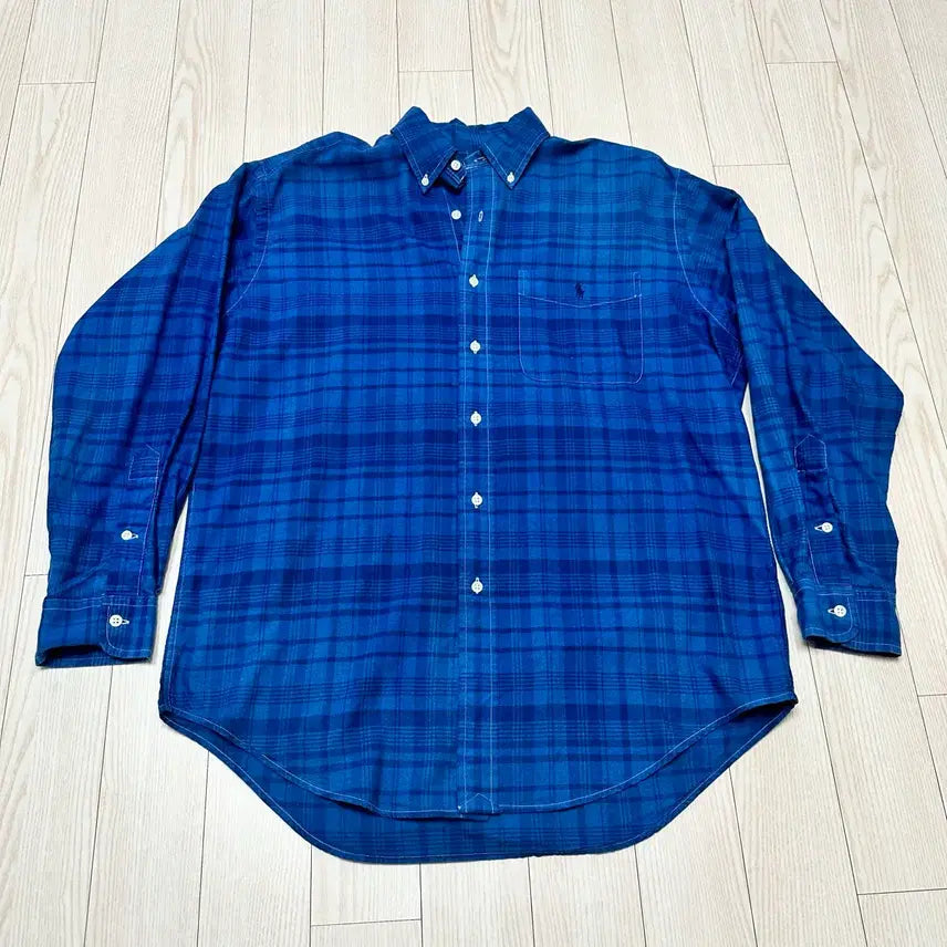 [BUNJANG] Polo Ralph Lauren Plaid Button-Down Shirt Blue / 폴로 랄프로렌 체크 남방 블루 셔츠 오버핏 m
