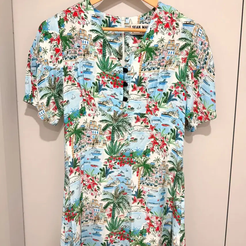 [BUNJANG] Sean Makes Clothes Tropical Resort Pattern Long Dress S / 션메익스클로즈 휴양지 감성트로피컬 리조트 패턴 롱 원피스 S