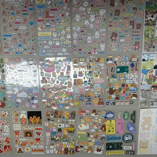 [BUNJANG] Daiso & Washi Paper Sticker Bundle (27 Sheets) / 다꾸입문템 미사용 다이소 스티커 및 모조지 스티커 27장 일괄