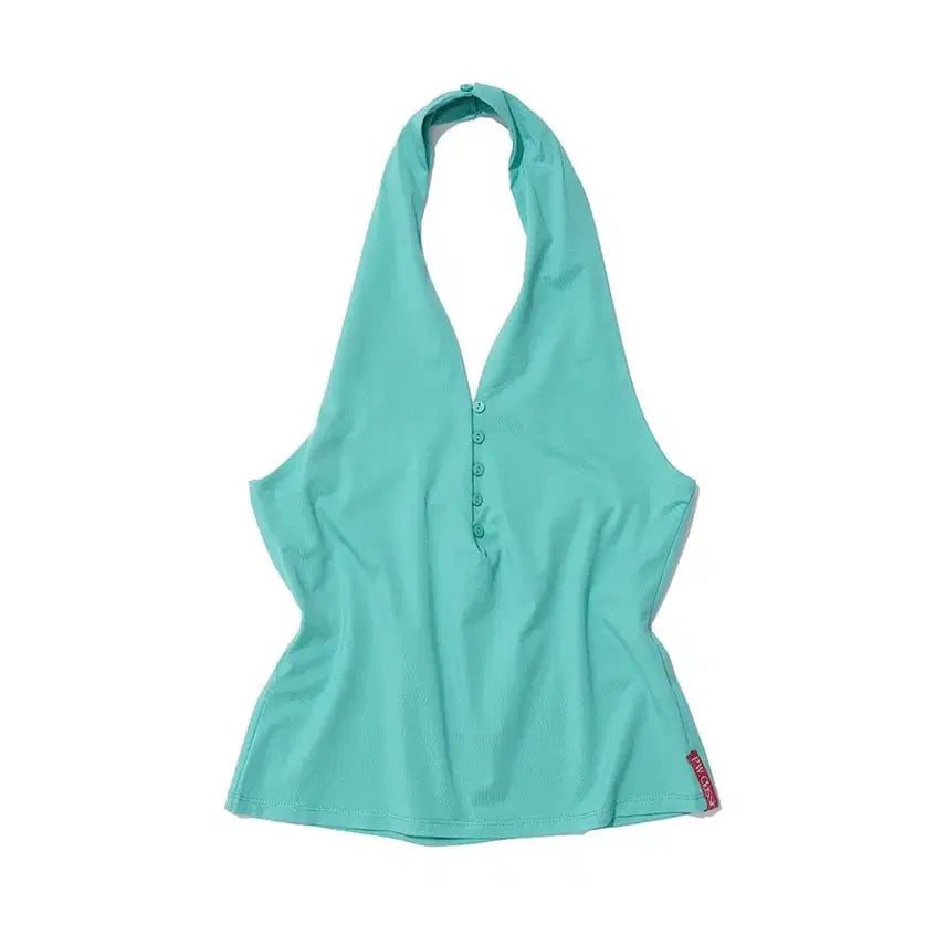 [BUNJANG] Partimento Woman Button-Up Jersey Halterneck Top (Emerald) / 파르티멘토우먼 pwc 버튼업 저지 홀터넥 탑 (에메랄드)