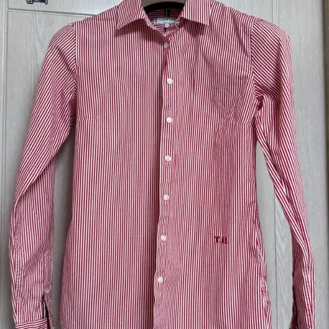 [BUNJANG] Tommy Hilfiger Women's Red Striped Fitted Shirt XS / (거의새것/XS) 타미힐피거 여성 레드 스트라이프 핏티드 셔츠 (4사이즈)