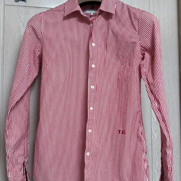 [BUNJANG] Tommy Hilfiger Women's Red Striped Fitted Shirt XS / (거의새것/XS) 타미힐피거 여성 레드 스트라이프 핏티드 셔츠 (4사이즈)