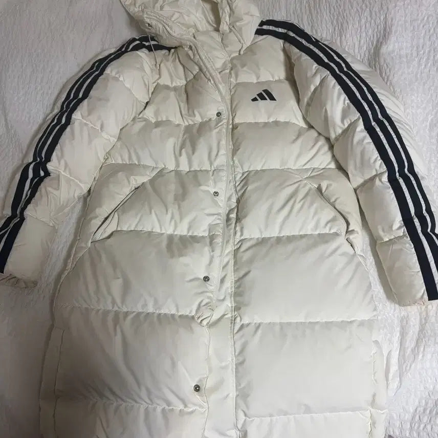 [BUNJANG] Adidas White Long Padding Jacket (M) / 아디다스 롱패딩 화이트 m