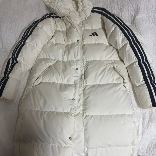 [BUNJANG] Adidas White Long Padding Jacket (M) / 아디다스 롱패딩 화이트 m