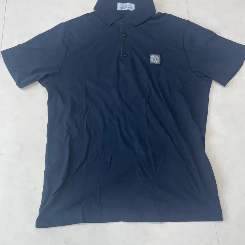 [BUNJANG] Stone Island Logo Short Sleeve Polo Shirt / 스톤아일랜드 로고 반팔 폴로티
