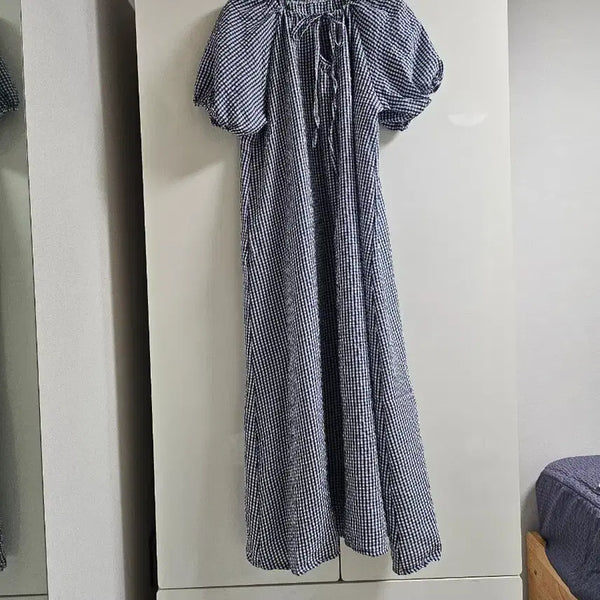 [BUNJANG] Ggimi Puff Sleeve Long Dress / 지지미 퍼프소매 롱원피스(새상품)