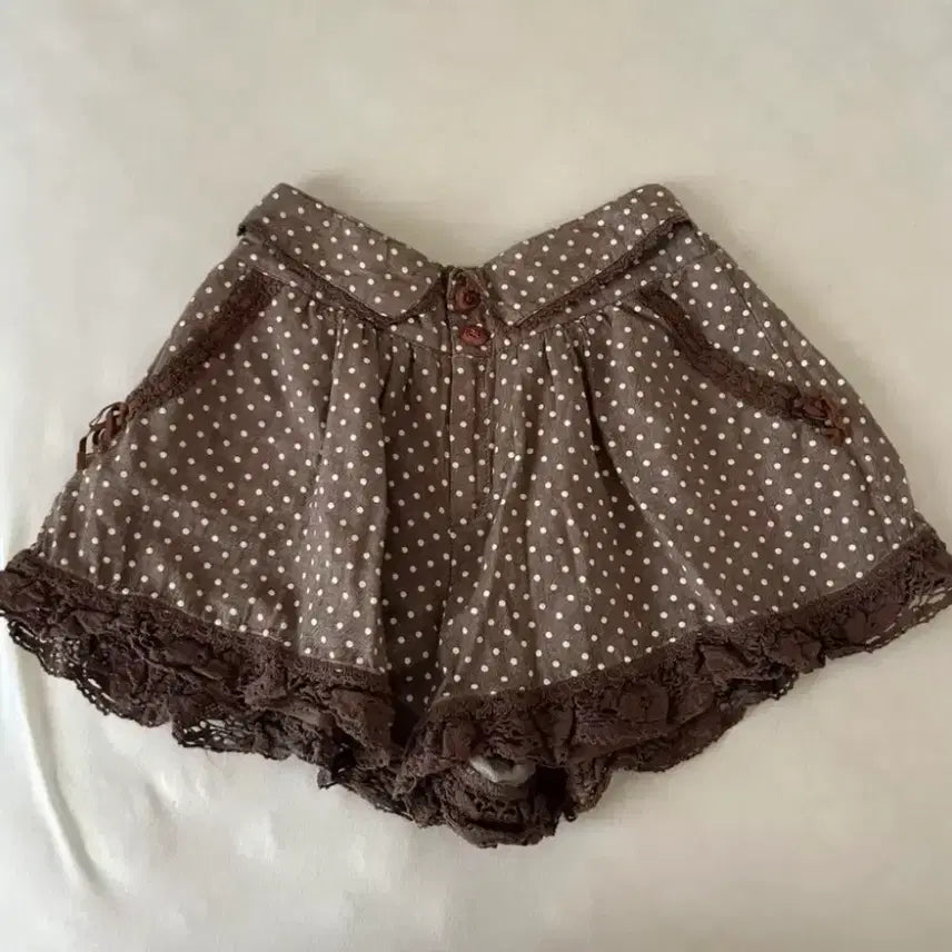 [BUNJANG] Liz Lisa Chocolate Dot Culottes Brown / 리즈리사 초코 도트 큐롯 브라운 lizlisa 라떼갸루 히메갸루 히메카지 고전 딸기 stc빈티지 레이스 치마 반바지 핀터레스트 charm가방