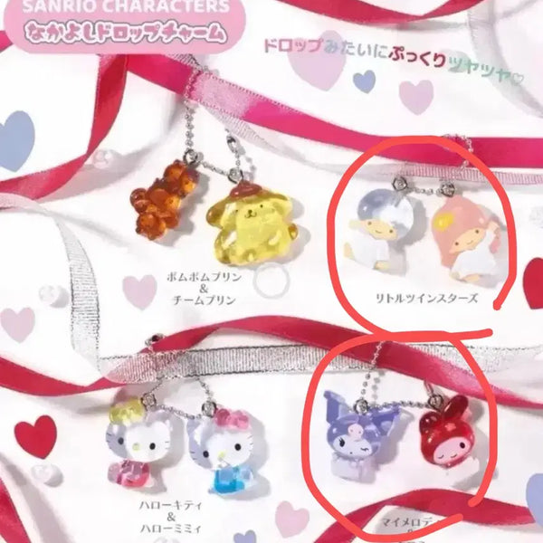 [BUNJANG] Sanrio Nakayoshi Drop Charm Keychain Bundle Set / [가챠] 일괄 산리오 나카요시 드롭참 키링 가챠 리틀트윈스타(키키라라)/마멜쿠로미