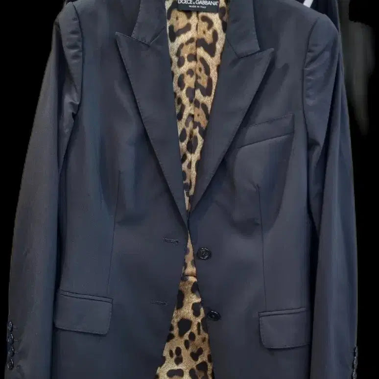 [BUNJANG] Dolce & Gabbana Leopard Lined Black Jacket / 돌체앤가바나 레오파드 안감 블랙 자켓