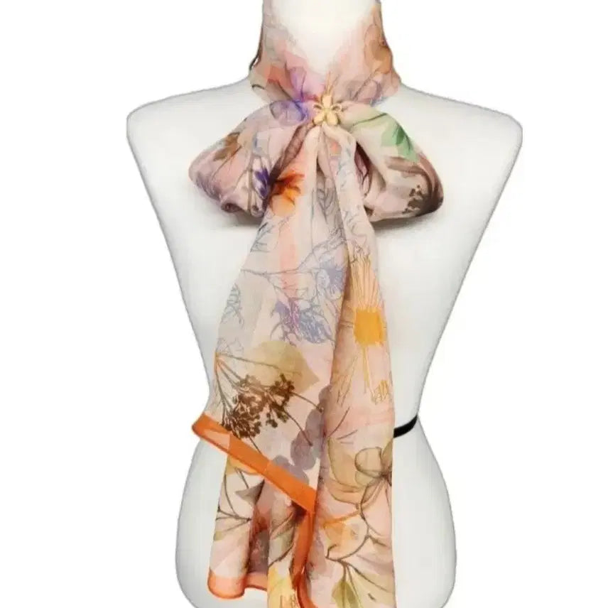 [BUNJANG] Daks Wool Silk Long Scarf Floral Pattern / 새상픔) 닥스 울실크 롱스카프