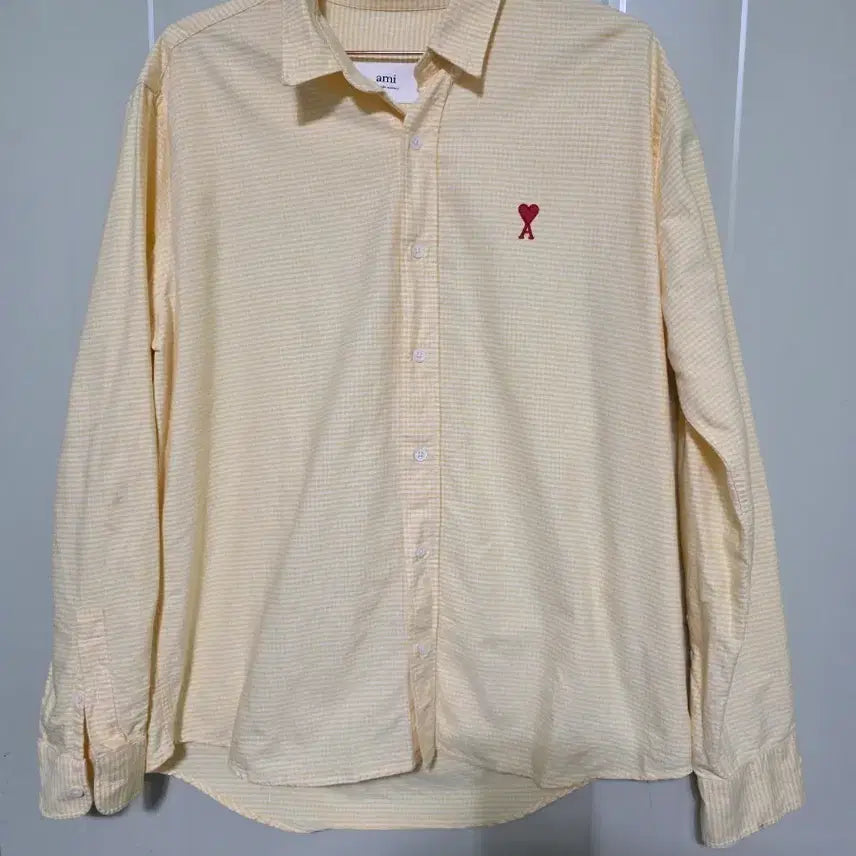 [BUNJANG] AMI Alexandre Mattiussi Yellow Check Heart Logo Shirt Size 41 / 아미 하트 로고 셔츠 41 옐로우 체크