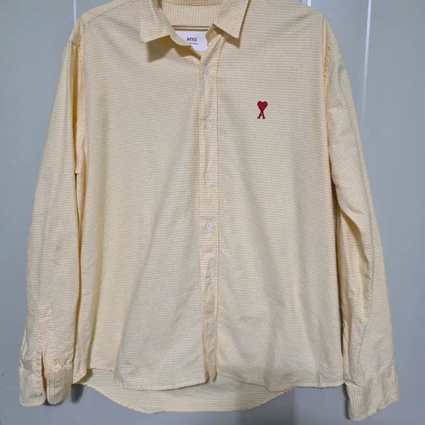 [BUNJANG] AMI Alexandre Mattiussi Yellow Check Heart Logo Shirt Size 41 / 아미 하트 로고 셔츠 41 옐로우 체크