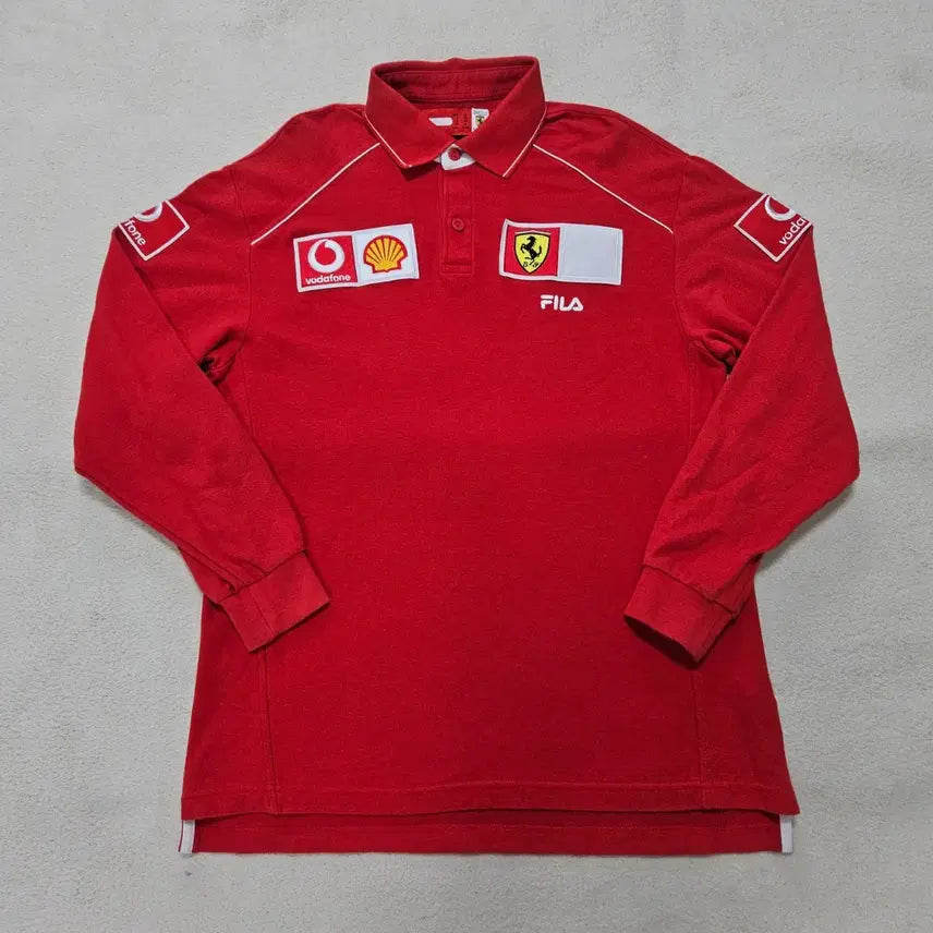 [BUNJANG] Fila x Ferrari 00s Long Sleeve Polo Shirt / 휠라 x 페라리 00s 긴팔 카라티 급처