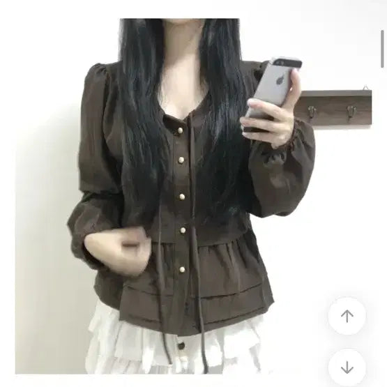 [BUNJANG] ATIS Brown Puff Sleeve Blouse / 아티즈 브라운 퍼프 소매 블라우스