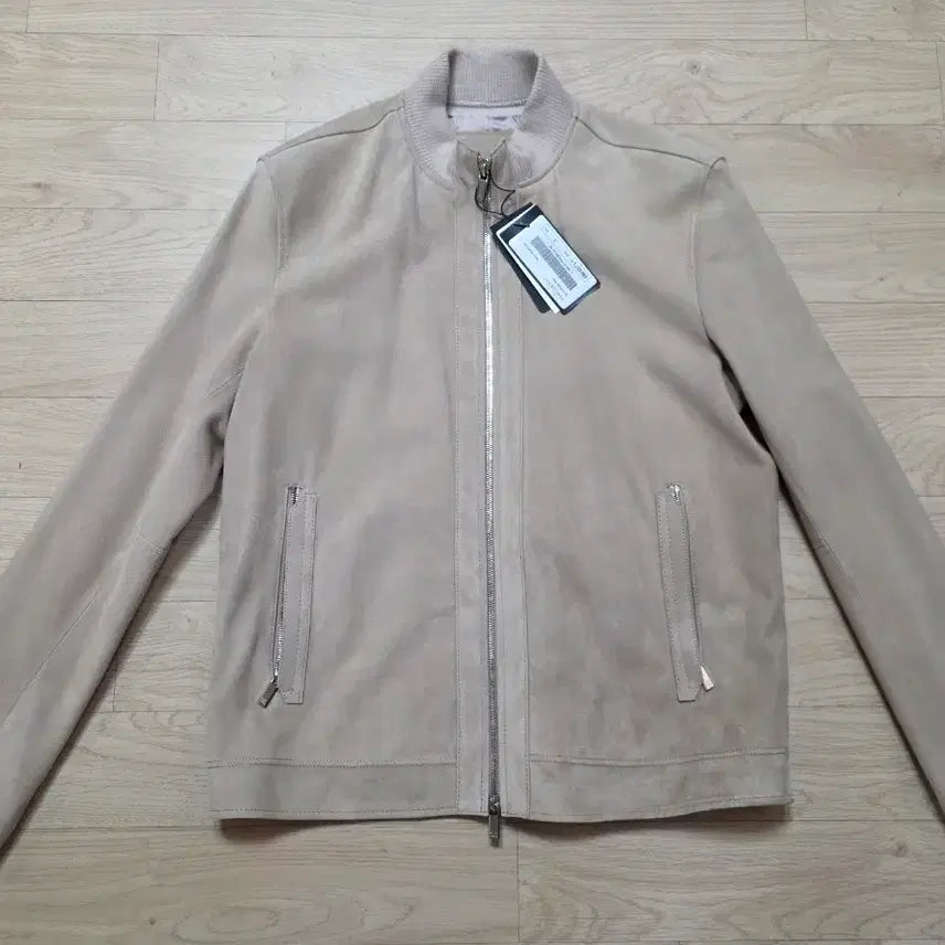 [BUNJANG] Jil Stuart New York Real Suede Goat Leather Blouson Jacket Beige L 105 / 질스튜어트뉴욕 리얼 스웨이드 염소가죽 자켓 블루종  L 105 정가 129만원 새제품