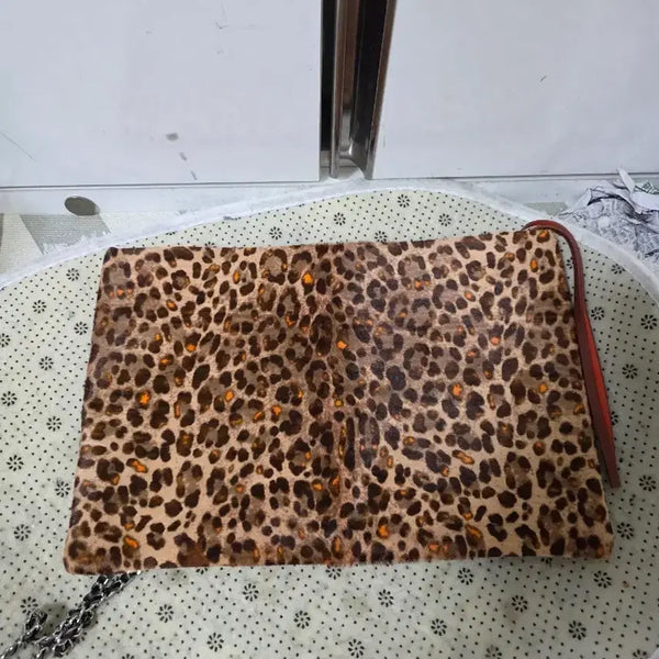 [BUNJANG] TIME Cheetah Print Calf Hair Clutch Bag / 한섬 타임 호피 무늬송치클러치 백