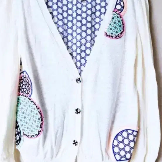 [BUNJANG] Ozsecon White Pattern Cardigan / 오즈세컨55화이트 패턴 가디건