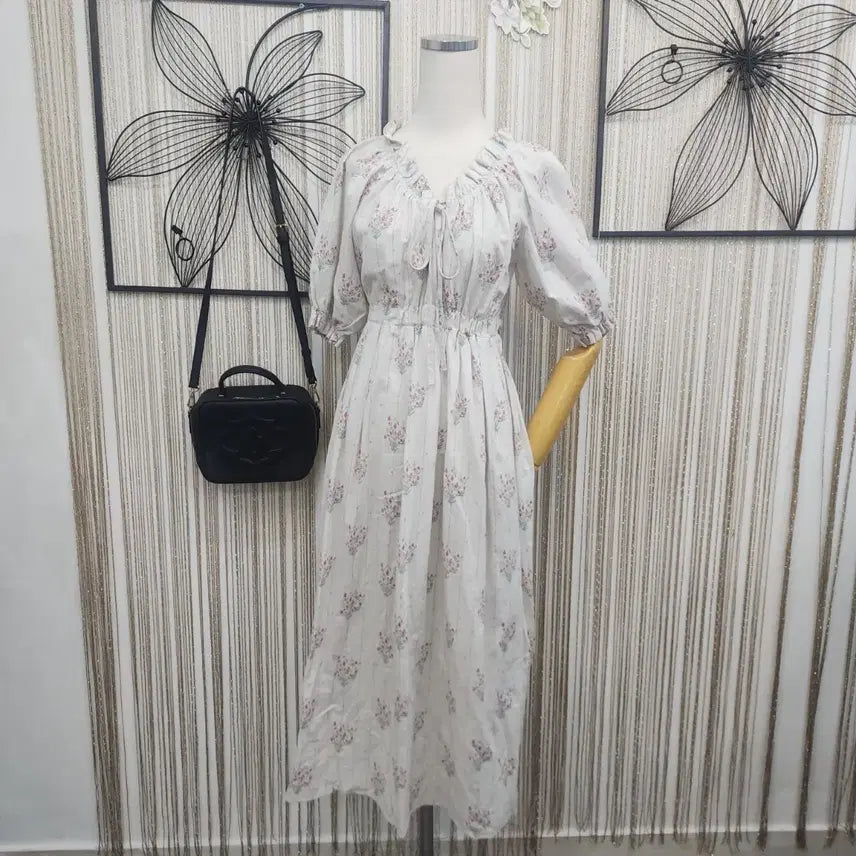 [BUNJANG] Flower Pattern Linen Long Dress / 플라워 패턴 린넨 롱 원피스free