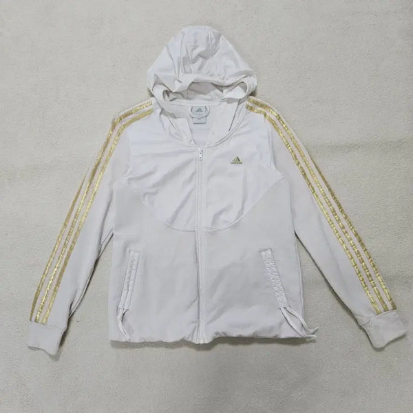 [BUNJANG] Adidas Vintage White Gold Three-Stripes Hooded Jersey / 아디다스 빈티지 화이트 골드 삼선 후드 져지 급처