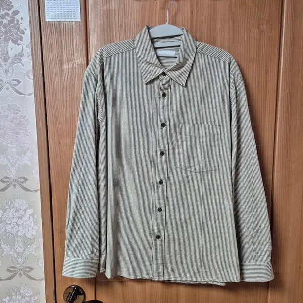 [BUNJANG] Mind Bridge Striped Shirt Khaki (Size 100) / 마인드브릿지 스트라이프 셔츠 100 카키