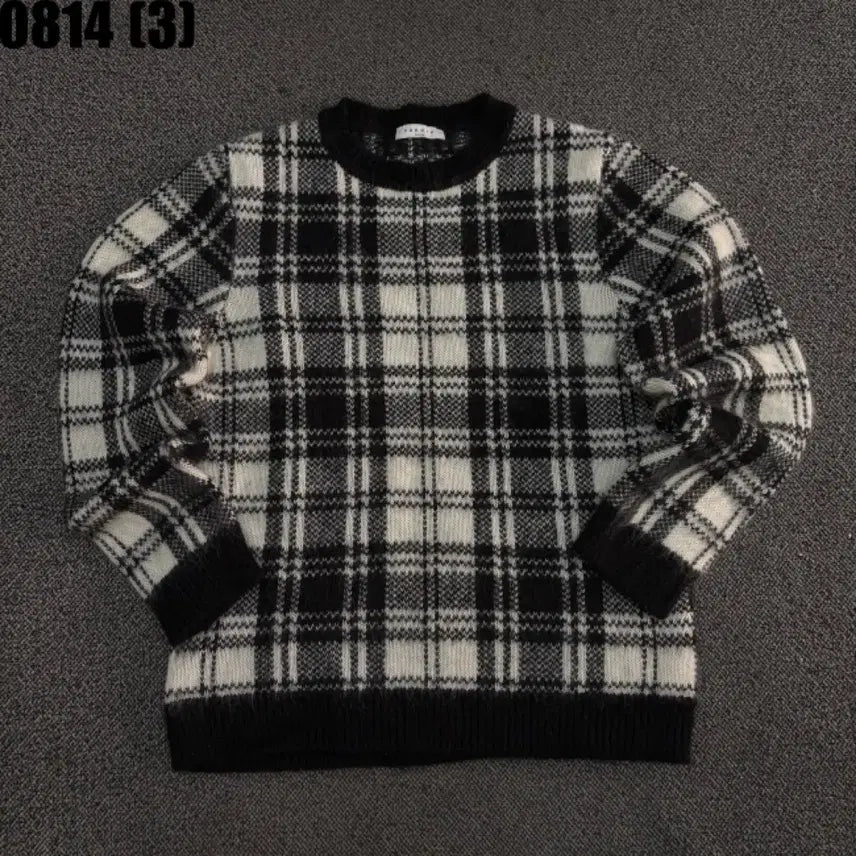 [BUNJANG] Sandro Checked Knit Sweater Black M / 산드로 체크 니트 블랙 m 8/14