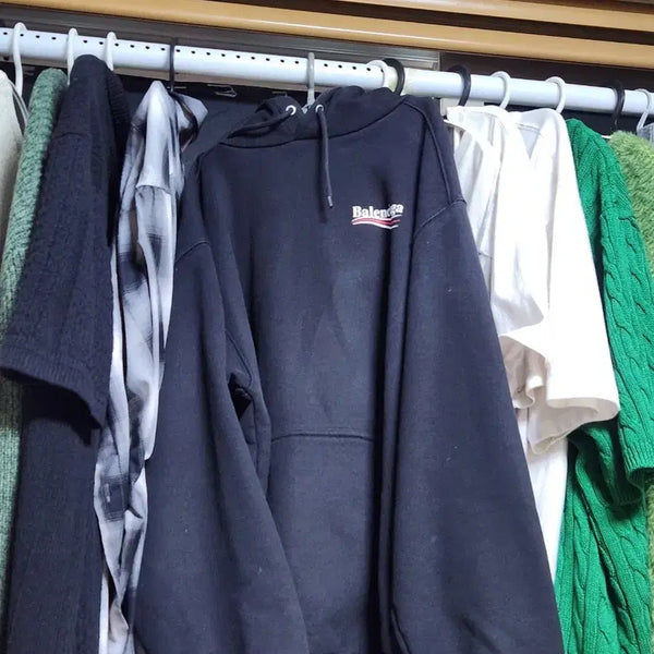 [BUNJANG] Balenciaga Wave Logo Hoodie Black / 발렌시아가 웨이브 로고 후드티 블랙 / 100~105 / 정품 팝니다!