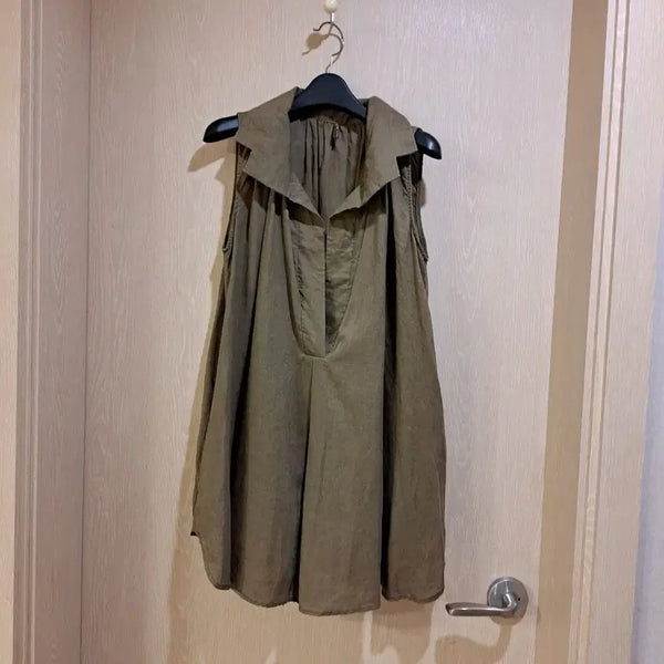 [BUNJANG] Mint Studio Khaki Sleeveless Shirt Size 66 / 2nd. 스튜디오 민소매 셔츠 카키사이즈66