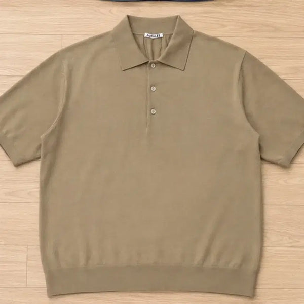 [BUNJANG] AURALEE Cotton Knit Polo Beige / 오라리 AURALEE 코튼 니트 폴로 베이지