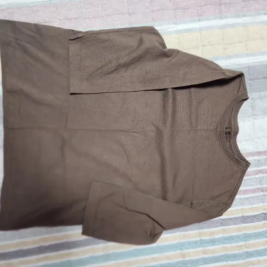 [BUNJANG] Brown 7-Sleeve Cotton T-Shirt / 브라운 7부 면 티셔츠