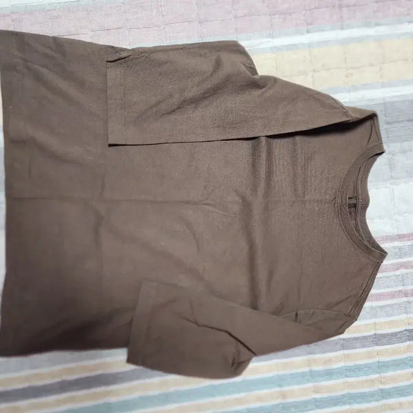 [BUNJANG] Brown 7-Sleeve Cotton T-Shirt / 브라운 7부 면 티셔츠