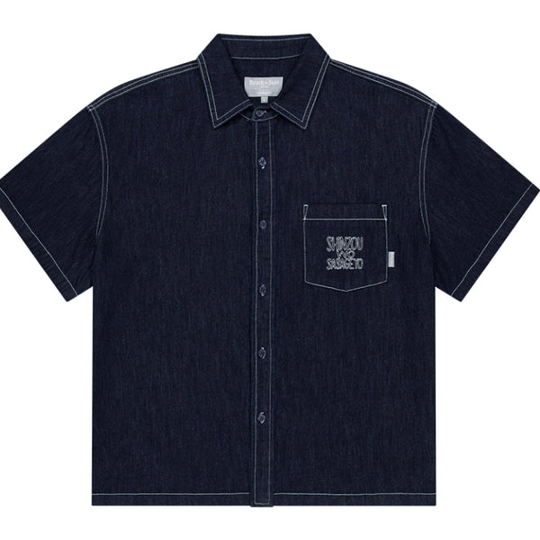 [BUNJANG] MAHAGRID Attack on Titan SASAGEYO Denim Half Shirt [Blue] / (마하그리드) 진격의거인 SASAGEYO DENIM HALF SHIRT[BLUE]