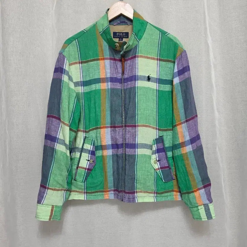 [BUNJANG] Polo Ralph Lauren Check Linen Jacket M / 폴로 랄프로렌 체크 패턴 린넨자켓 M