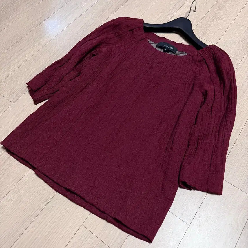 [BUNJANG] Isabel Marant Vintage Textured Top - Wine Burgundy / 정품 빈티지 이자벨마랑 텍스처 탑 와인 버건디 7부 8부 소매 블라우스 티셔츠