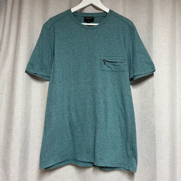 [BUNJANG] Solid Homme Wooyoungmi Zipper Pocket Short Sleeve T-Shirt Green / 솔리드옴므 우영미 지퍼 포켓 반팔 티셔츠 그린 110