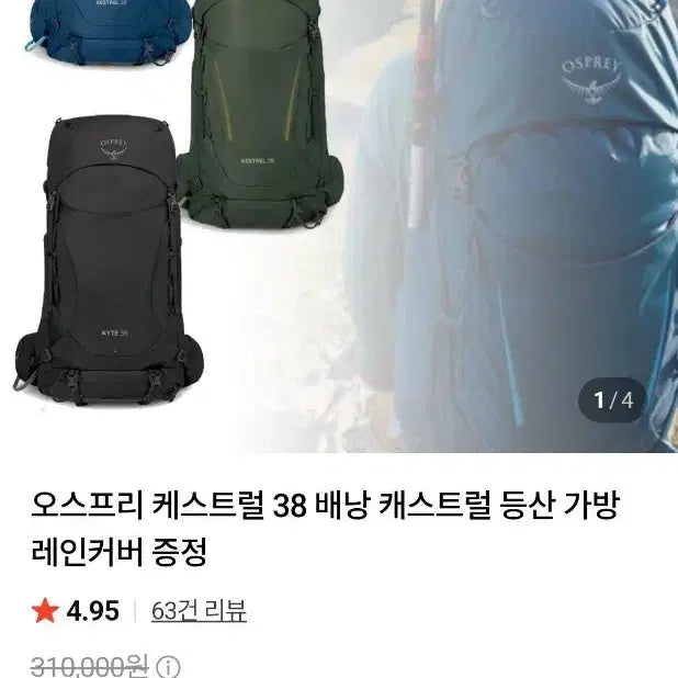 [BUNJANG] Osprey Kestrel 38L Hiking Backpack / 오스프리 케스트럴 38L 등산배낭 새상품