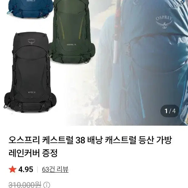 [BUNJANG] Osprey Kestrel 38L Hiking Backpack / 오스프리 케스트럴 38L 등산배낭 새상품