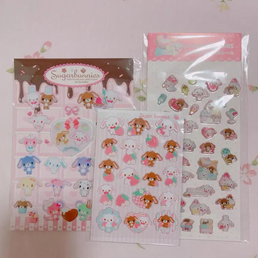 [BUNJANG] Sugar Bunnies Sticker Set (3 Sheets) / 슈가바니즈 스티커 3장 세트