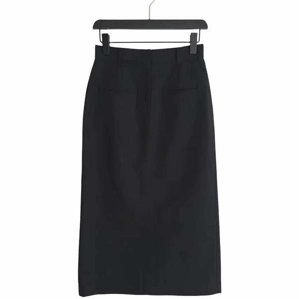 [BUNJANG] Minimalist Black Long Skirt / 교신안함)블랙 미니멀 롱 스커트-고퀄