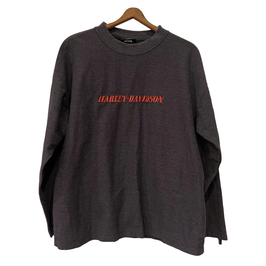 [BUNJANG] Harley-Davidson 90s Center Logo Thermal Long Sleeve Shirt / 90s 할리데이비슨 센터 로고 써멀 롱슬리브