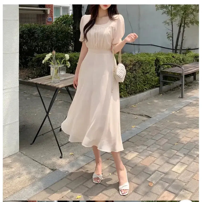 [BUNJANG] Classic Blanc Beige Long Dress / 클래식블랑 베이지 원피스