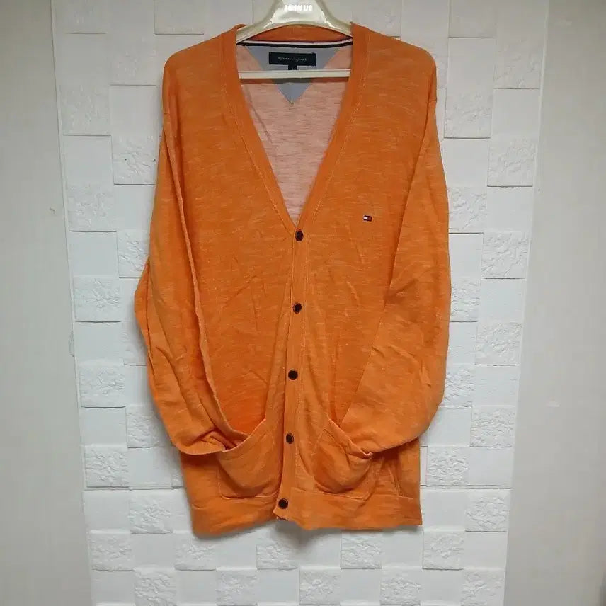 [BUNJANG] Tommy Hilfiger Orange Cardigan L / 타미힐피거 오렌지색 가디건 L