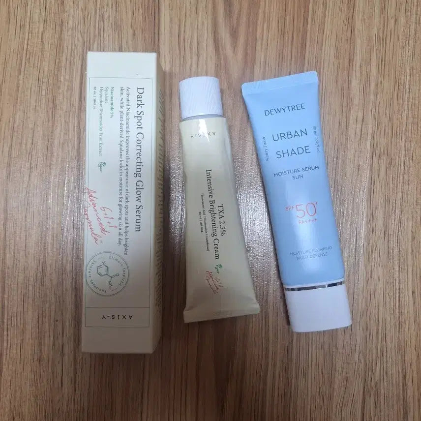 [BUNJANG] AXIS-Y Dark Spot Correcting Glow Serum + TKA 2.5% Brightening Cream + DewyTree Urban Shade Sun Cream Set / (일괄 가격)AXIS-Y 다크 스팟 세럼 + TKA 2.5% 브라이트닝 크림 + 듀이트리 어반 쉐이드 선크림
