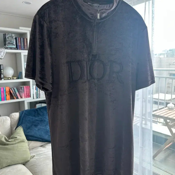 [BUNJANG] Dior Velour Half-Zip Shirt (Size L) / 디올 벨루어 하프집 셔츠 (사이즈 L)